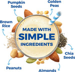 Orgain Simple organic plant protein powder scoop and texture details