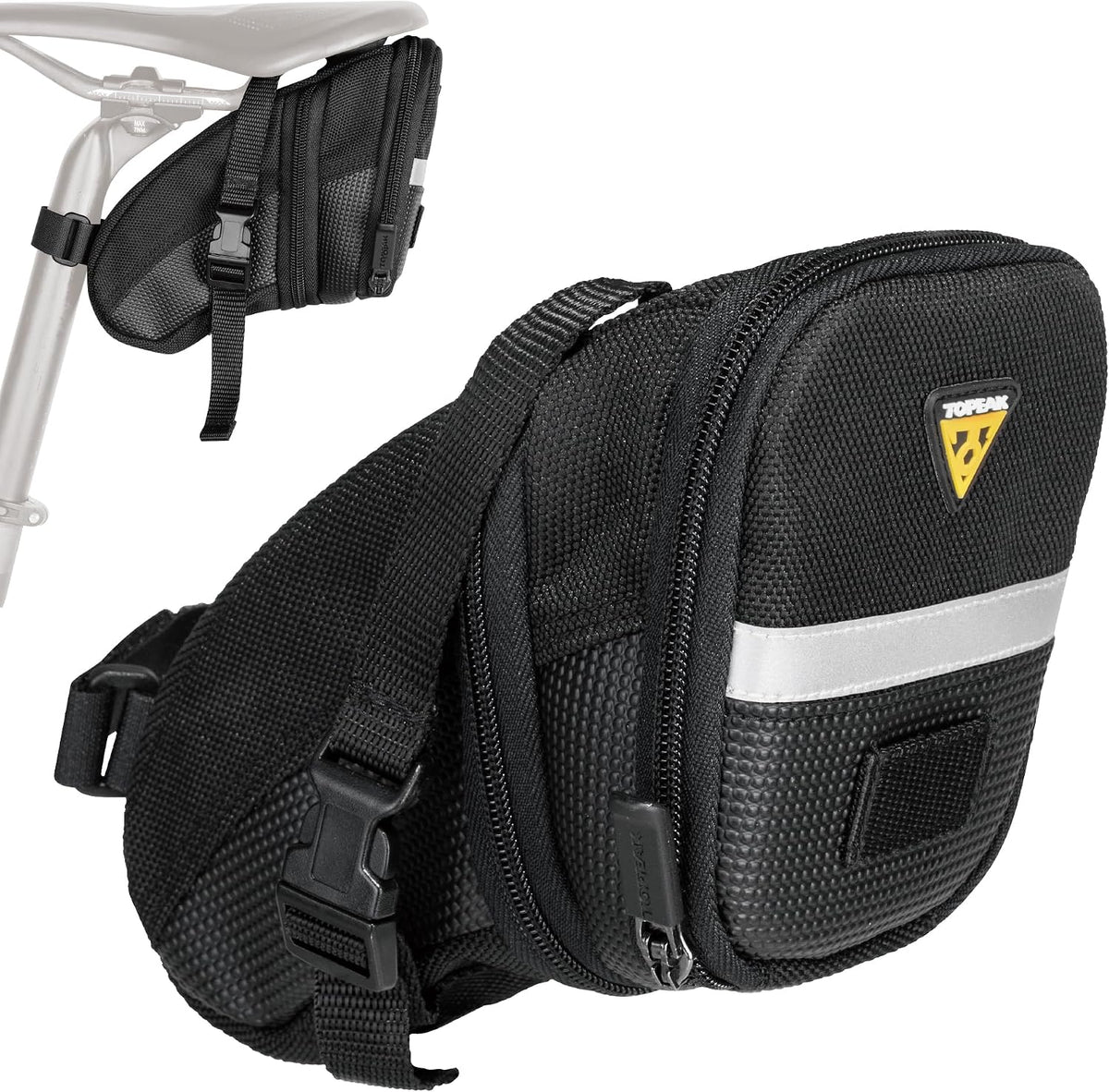 Topeak Aero Wedge Pack strap mount medium front view bike seat bag