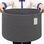 Large Cotton Rope Blanket Basket, 87L Laundry Hamper, White & Gray | Collapsible Woven Nursery Hamper, Sturdy Handles for Clothes Toys Towels, Ideal for Living Room Bedroom Bathroom - Image 13