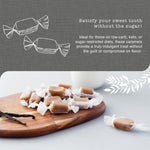 Close up of soft and creamy handcrafted sugar free caramels