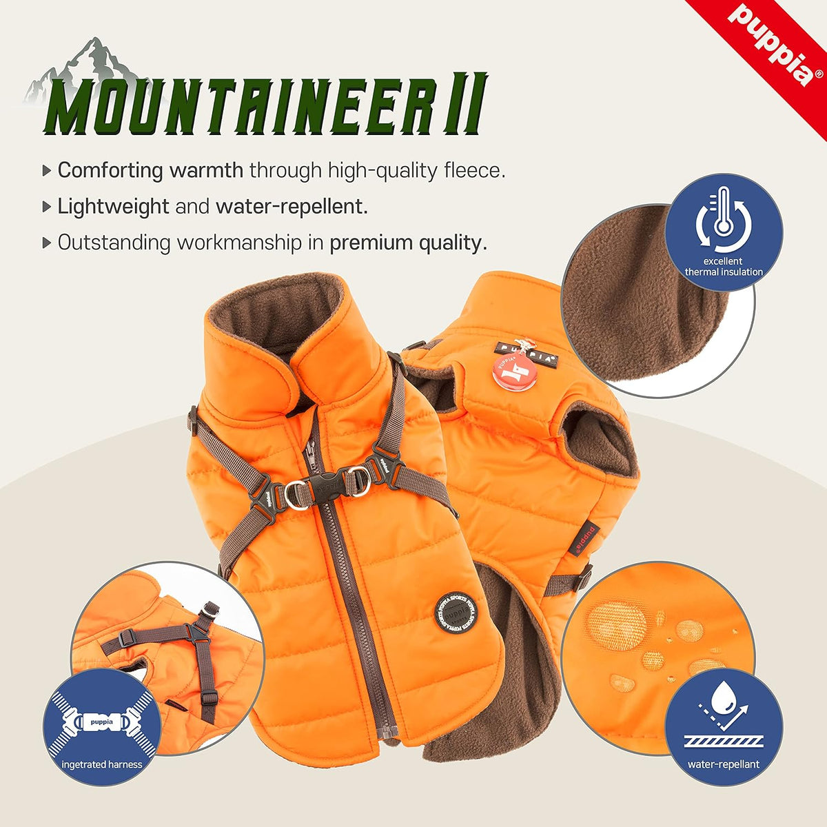 Puppia mountaineer vest backside zipper closure