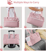 Top view of Machamie pet handbag with secure zipper access