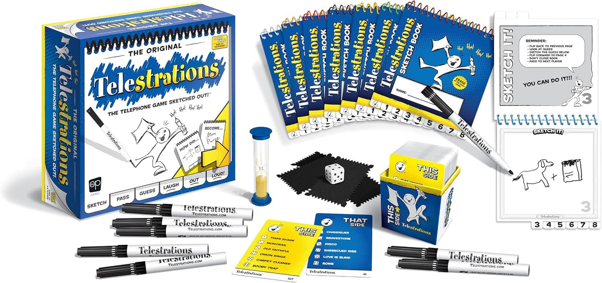 USAopoly Telestrations box showing player count and features