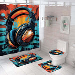 NORBEY 4 Pcs Play Game Shower Curtain Set, Classic Videogames Controller Bath Curtain with Anti-Slip Mat Toilet Cover Carpet Set and 12 Hooks, Black Comic Style Bathroom Decor Set 72 x 72 Inch - Image 10