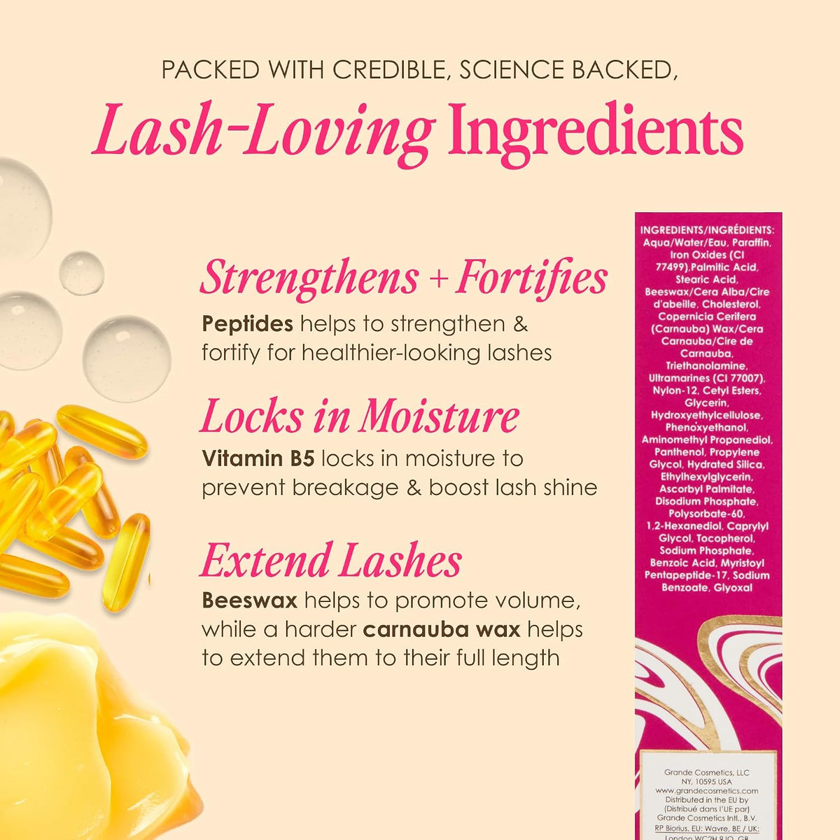 Grande Cosmetics GrandeMASCARA side profile showing tube dimensions