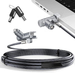 AboveTEK laptop locking cable front view attached to a grey MacBook Pro notebook