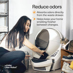 Pack of six replacement carbon pads for automatic cat litter box odor elimination.