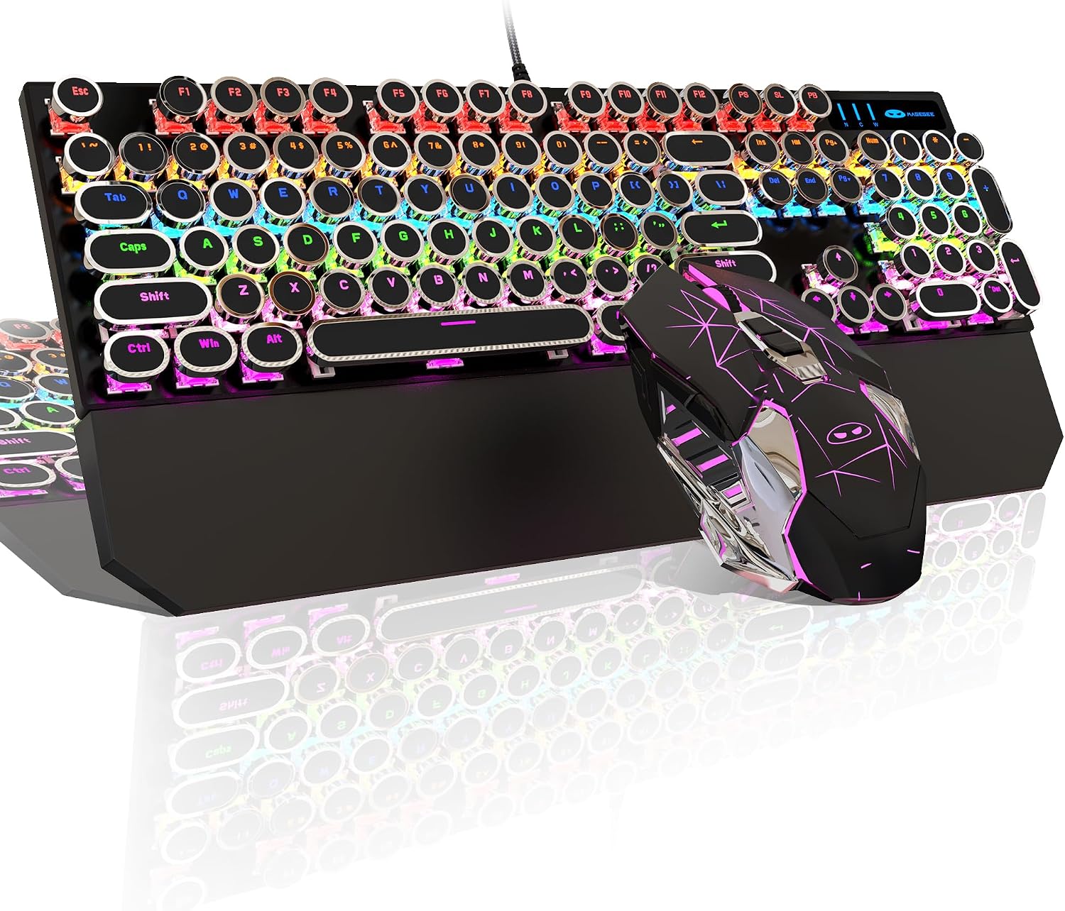 MageGee typewriter mechanical gaming keyboard and mouse combo front view