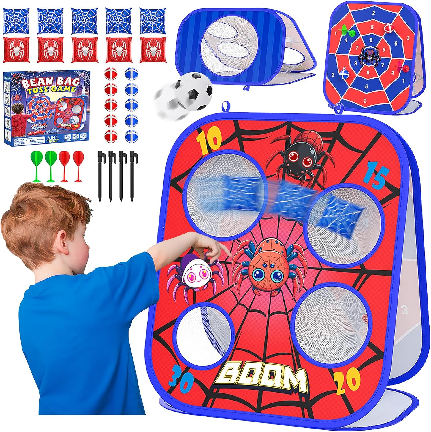 Gadetouq Spider Bean Bag Toss Game front view with target board