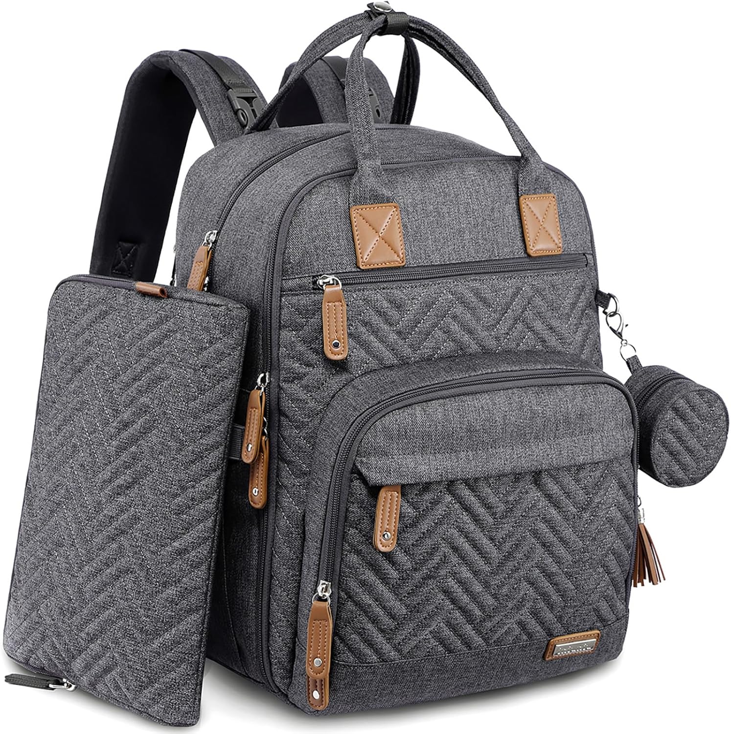 Iniuniu diaper bag backpack front view showcasing large unisex baby travel bag design