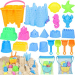Kubusfly 22 piece beach sand toy set with buckets and molds front view