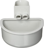 Petmate plastic dog bowl viewed from an angle