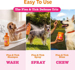 Zesty Paws flea and tick leave on coat spray bottle for outdoor canine defense.