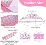 Gjinxi birthday tiara and pink satin sash set displayed together