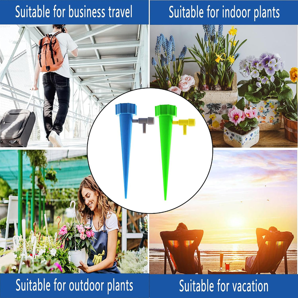 Outdoor garden application of DMIMIA auto plant watering spikes