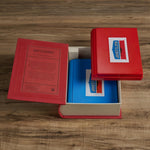 WS Game Company Battleship open book showing red and blue folding battle cases