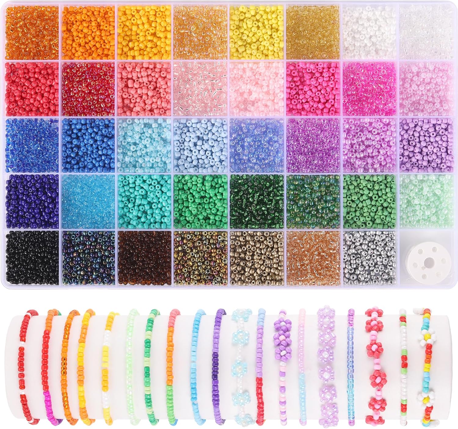 Funtopia 3mm seed beads front view organizer box