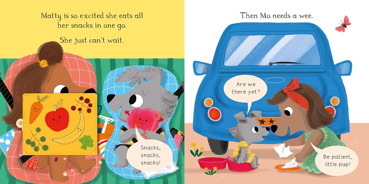 Campbell Books Matty and Mo Are We There Yet turning wheel feature illustration.