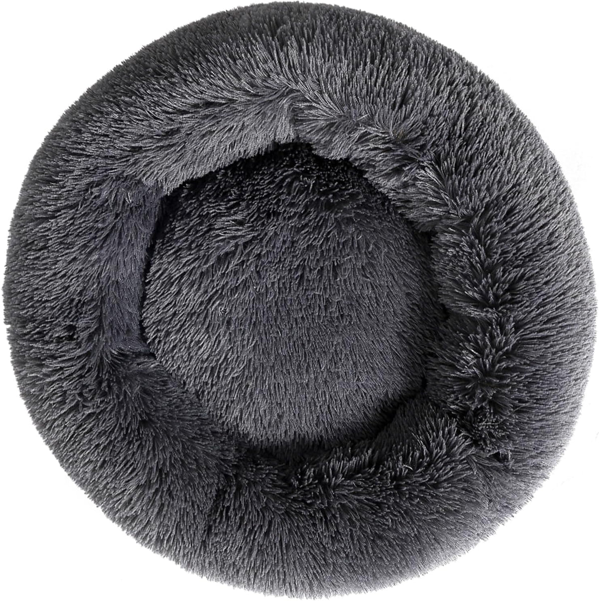 Side angle view of Finenohoory calming pet bed with raised rim