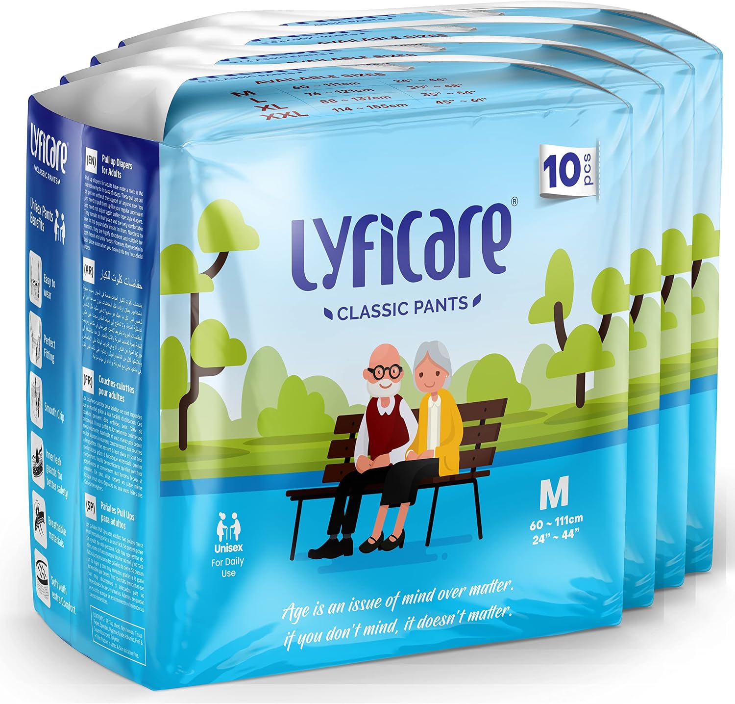 Lyficare Classic Pants Adult Diaper Medium front view packaging