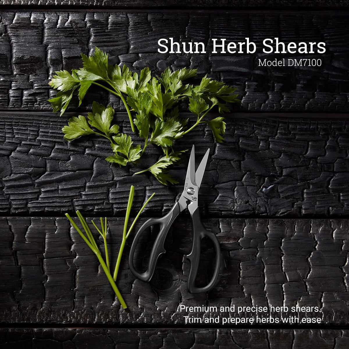 Shun kitchen scissors showing ergonomic elastomer handle grip