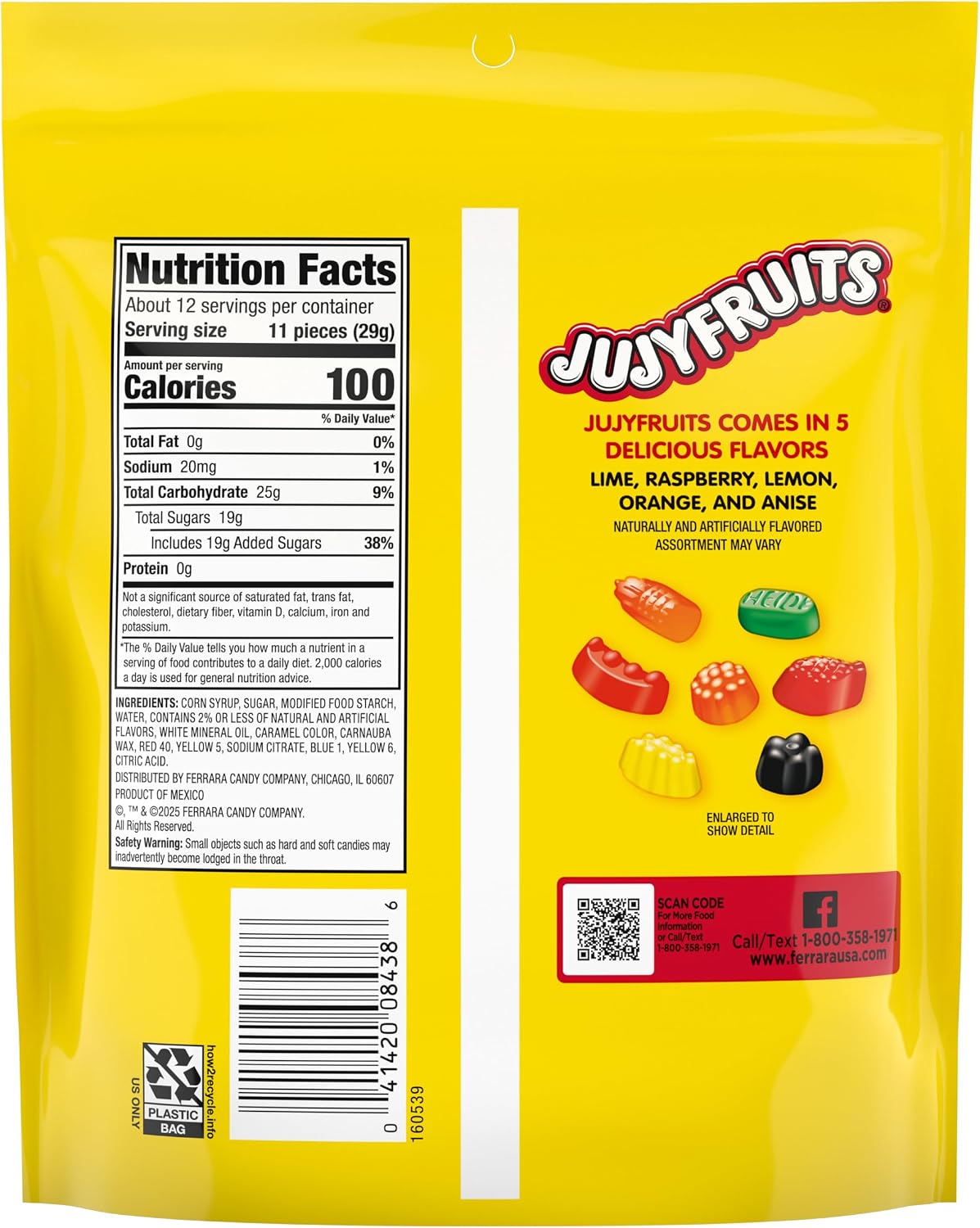 Wonka Jujyfruits fruit flavored chewy candy bag displayed on clean background
