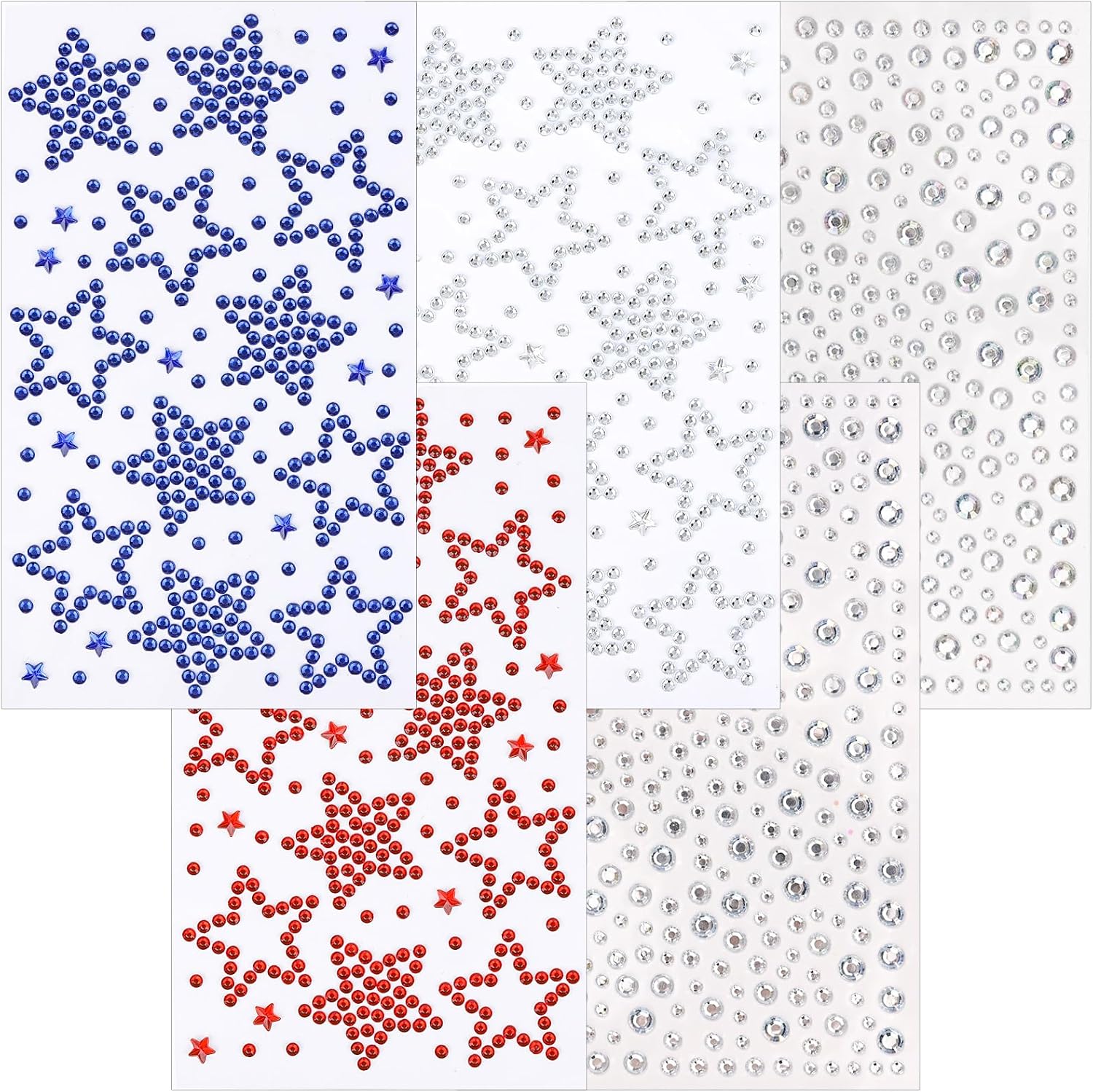 Teenitor 4th of July Star Face Gems, Self Adhesive Face Jewels for Women, Gem Stickers Face Rhinestones, Star Rhinestone Stickers 4th of July Accessories for Face, Body, Hair - Image 1