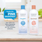 Close up of Veterinary Formula Snow White Shampoo bottle texture