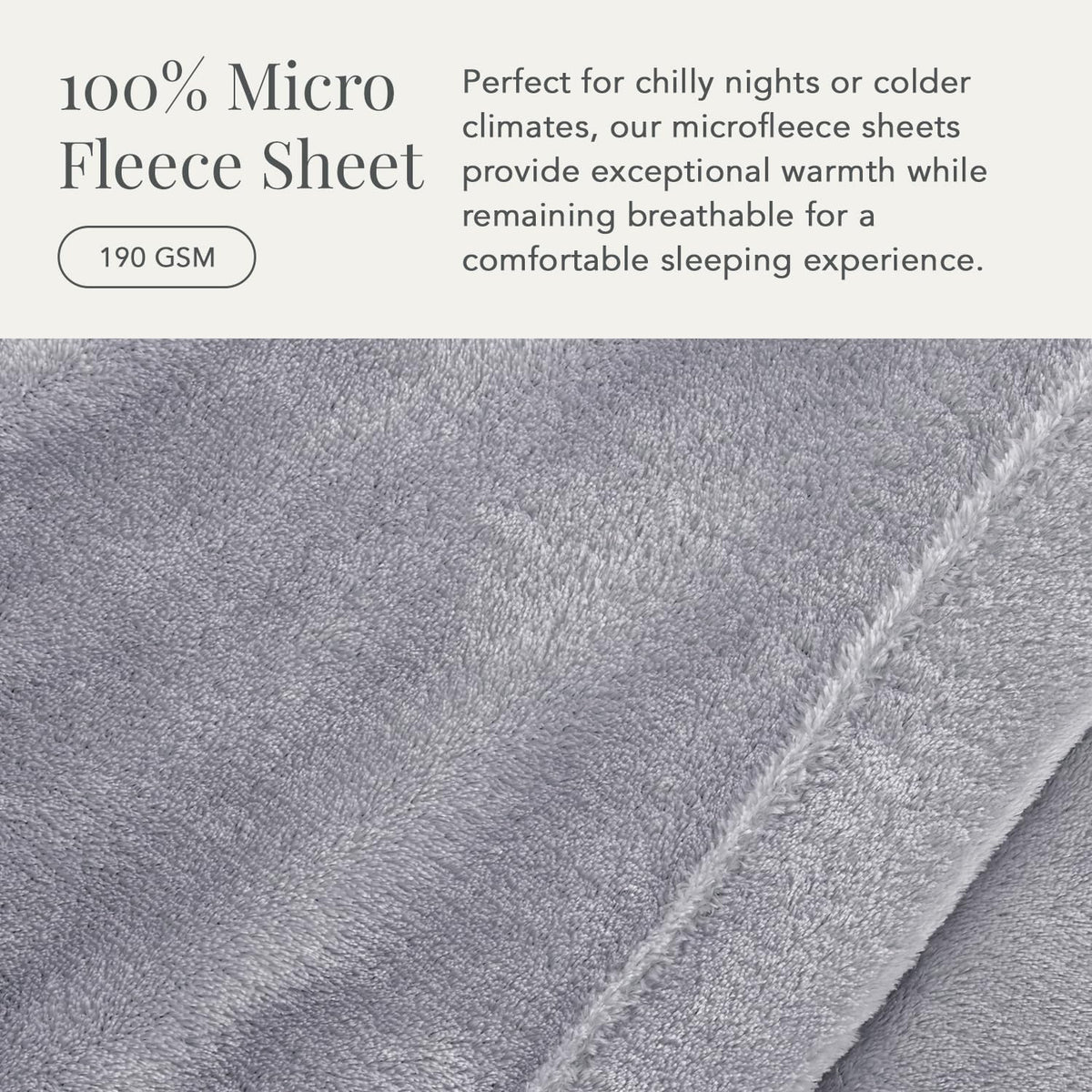 NY Loft micro fleece bedding folded neatly showcasing gray color