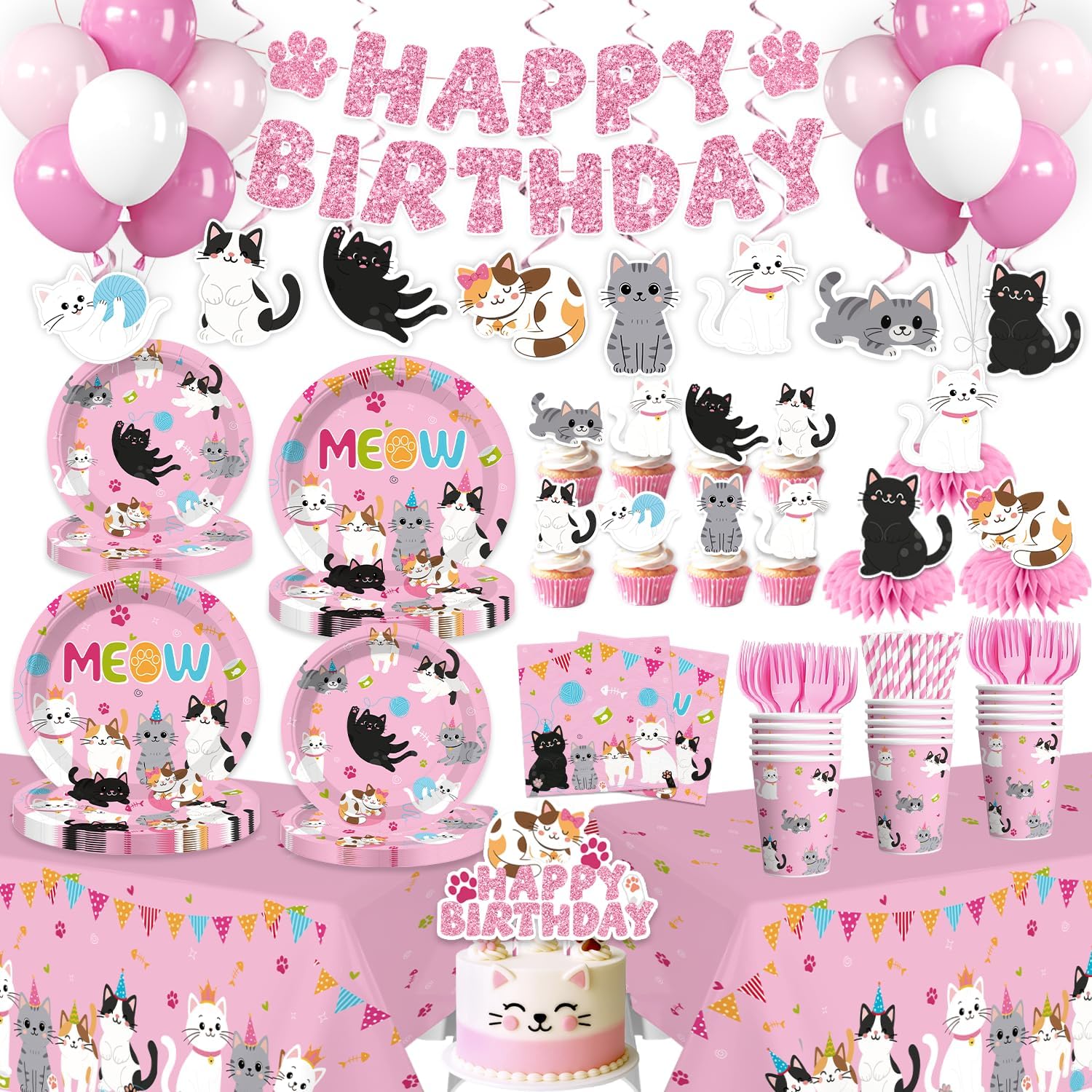 Yingoto cat birthday party decorations full set