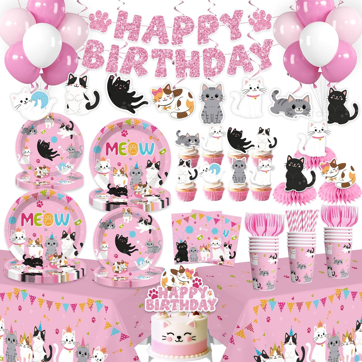 Yingoto cat birthday party decorations full set
