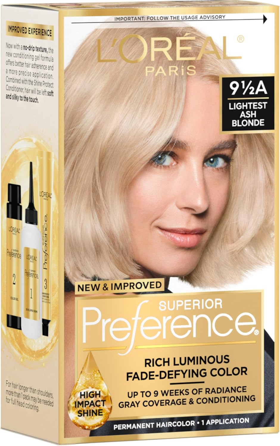 L'Oreal Paris Superior Preference Luminous Fade-Defying Permanent Hair Color, Hair Dye For Up to 9 Weeks of Radiance, Dark Ash Blonde 7A, 1 Hair Dye Kit - Image 13