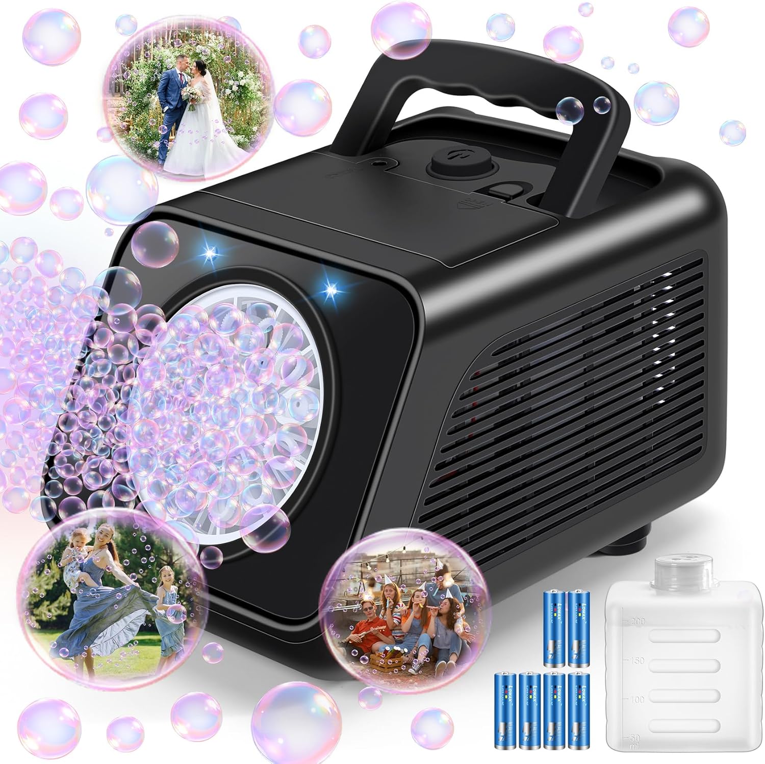 Kizmore automatic bubble machine front view for kids