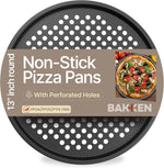 Bakken Pizza Baking Pan - Round Perforated Carbon Steel Pan with Non-Stick Marble Coating, Oversized Silicone Handle, Dishwasher Safe, High-Temperature Resistant, Durable & Easy Cleanup White, 2 Pack - Image 9