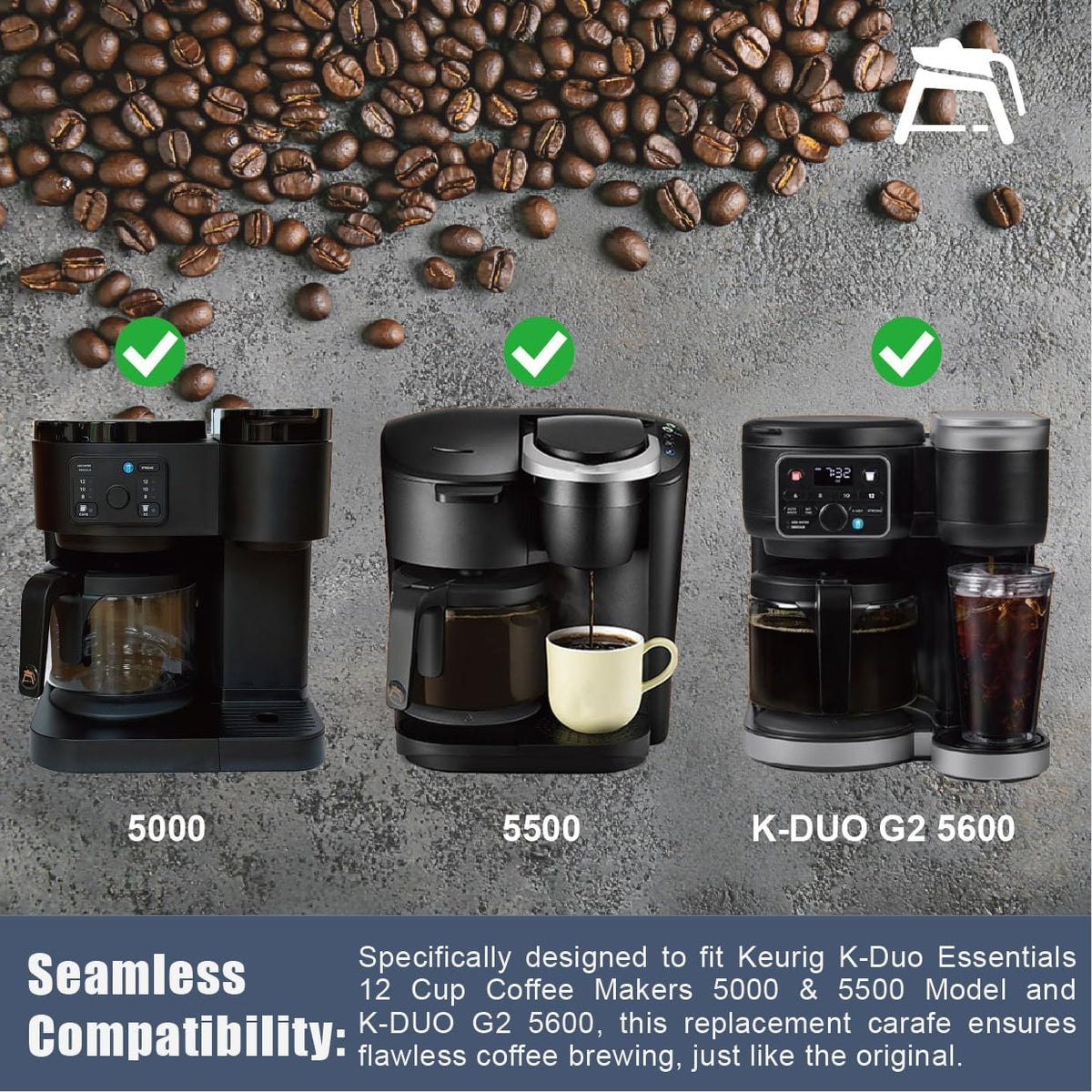 CUPALL replacement coffee pot showing measurement markings