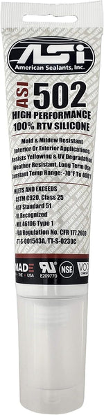Silicone Sealant 100% RTV - 2.8 oz Squeeze Tube -Clear- - Image 1