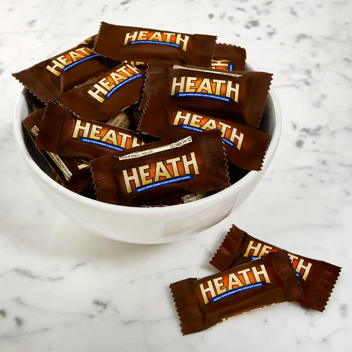 Heath Miniatures English Toffee bag standing upright in home pantry storage setup