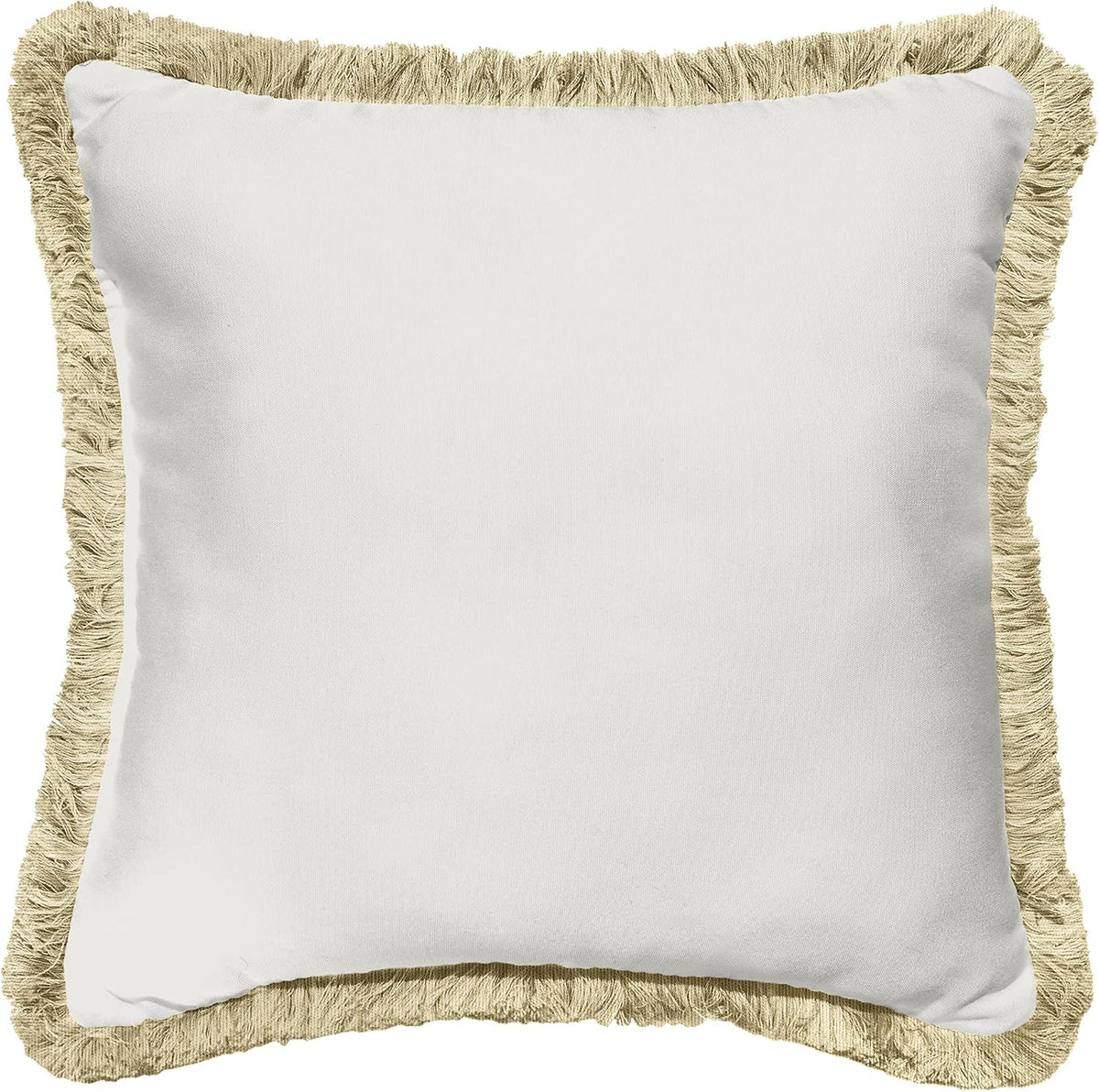 Sorra Home fringe pillow front view outdoor decor