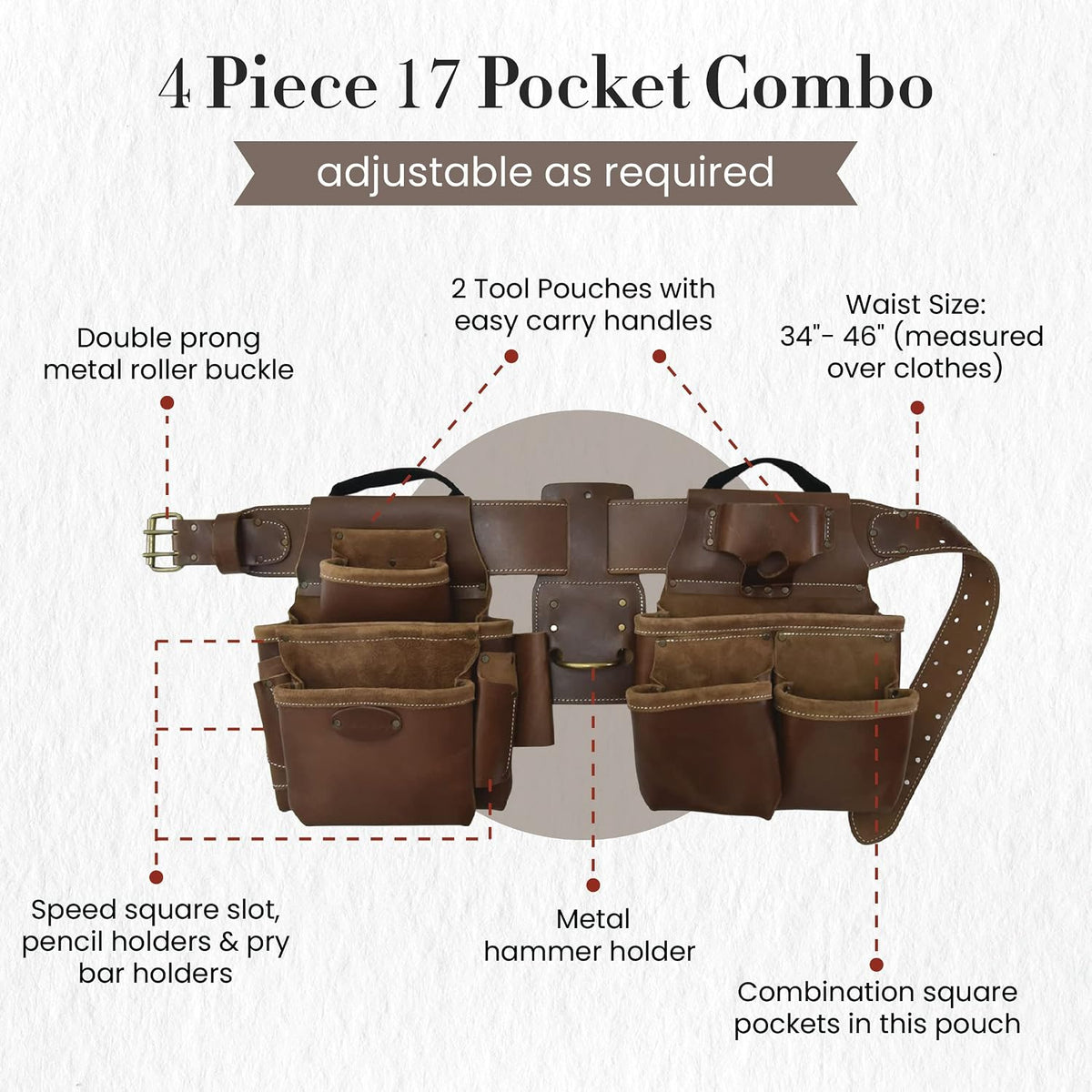 Style N Craft carpenter belt full grain leather texture