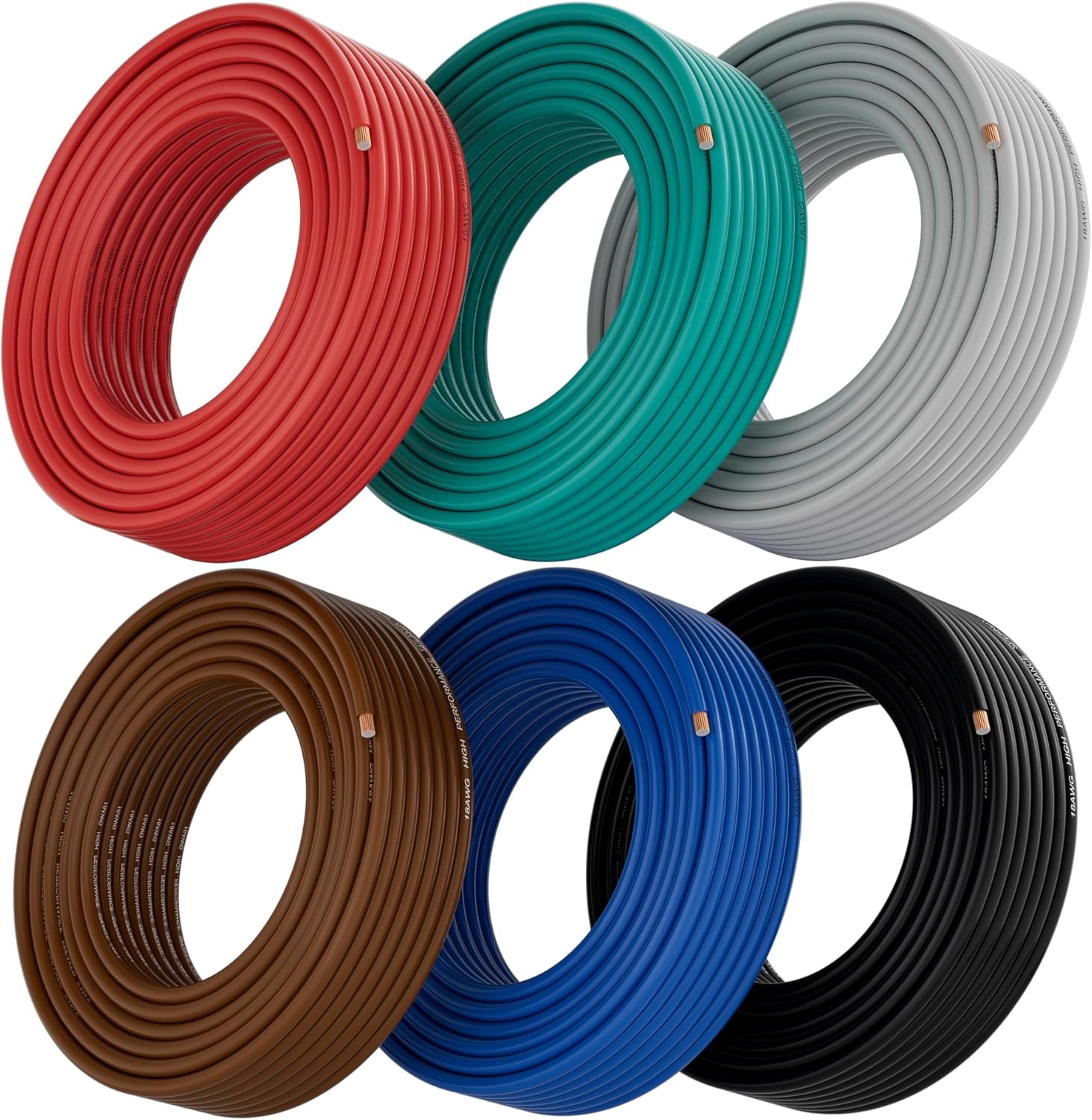 Mygatti 18 gauge stranded wire 6-pack front view