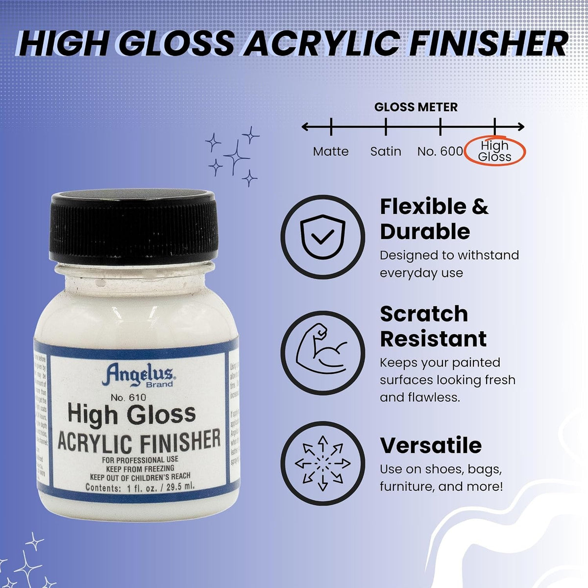 Angelus acrylic leather finisher label details