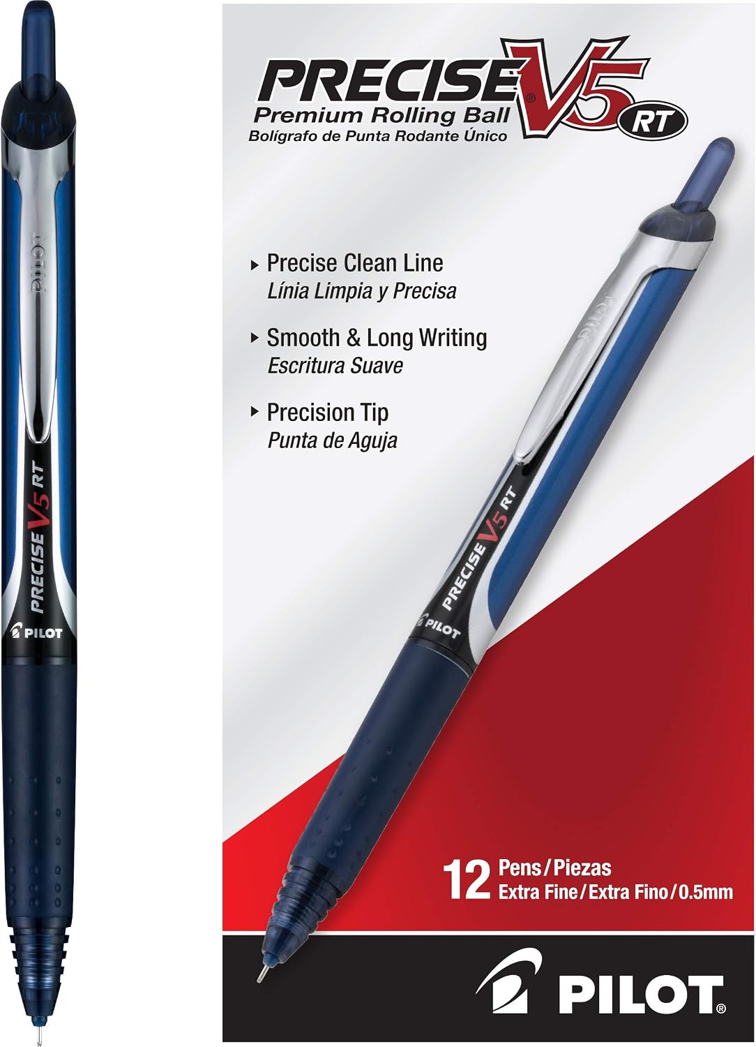 PILOT Precise V5 RT Retractable Rollerball Pens, 0.5mm, Blue, 12-Pack - Image 15