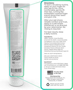 Back label of Tartar Shield natural pet toothpaste detailing human grade ingredients and usage directions