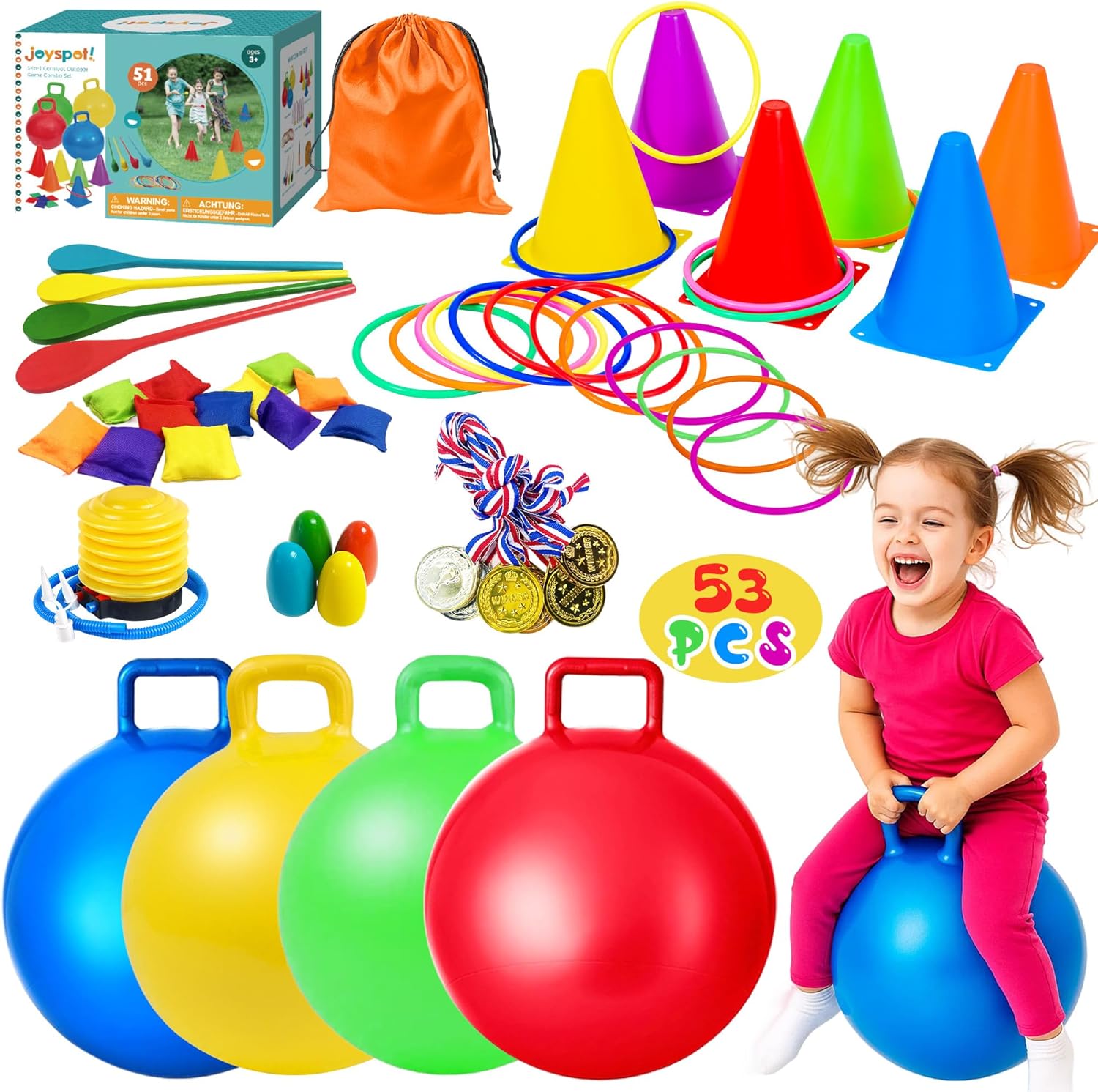 Joy Spot 53 piece carnival outdoor games combo set front view