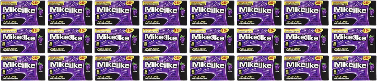 Close up view of Mike and Ike sour fruit candy assortment text