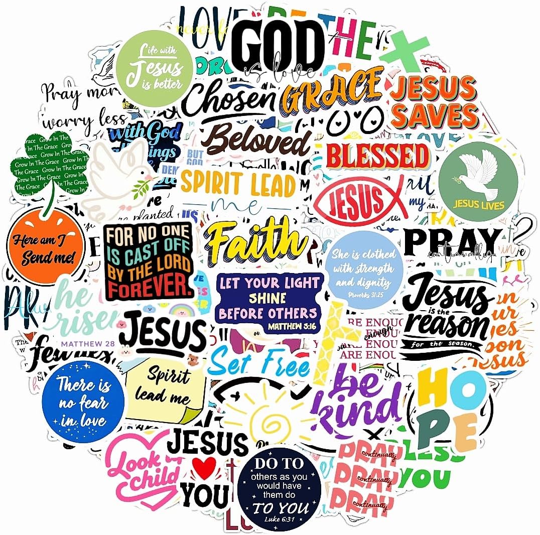 Kasanyer inspirational Christian stickers front view showing scripture vinyl decals