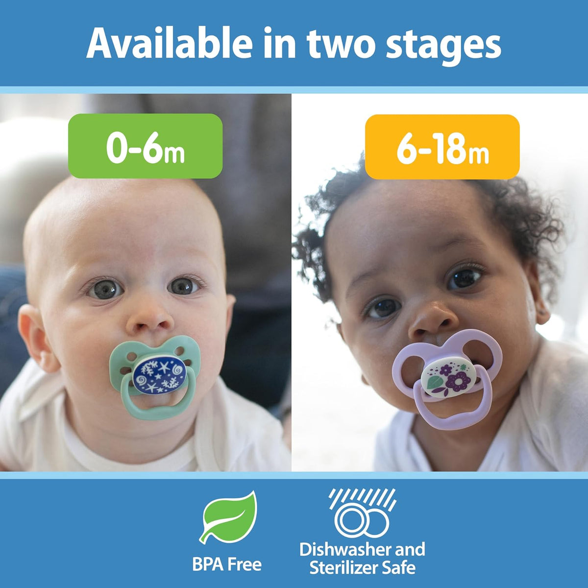 Dr. Brown's Advantage Pacifier, Blue Ocean, 0-6m, 2-Pack - Image 7