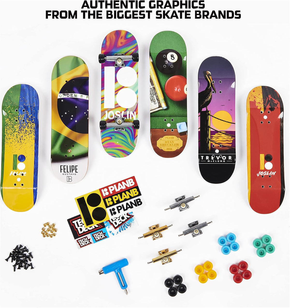Tech Deck fingerboard bonus pack contents and accessories display