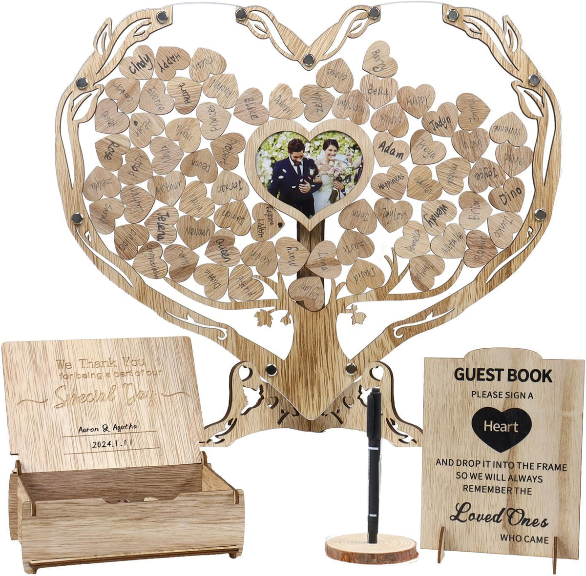 Dezhier heart wedding guest book alternative front view