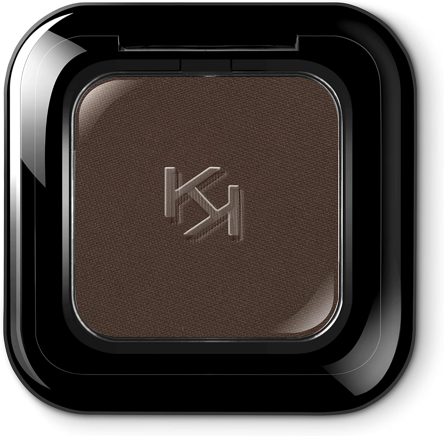 KIKO Milano High Pigment Eyeshadow 57 Dark Brown compact front view showing the embossed K logo
